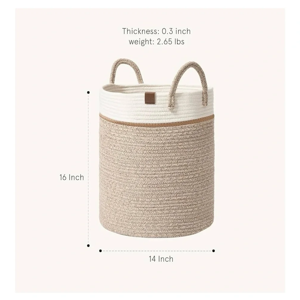 LA JOLIE MUSE COTTON WOVEN LAUNDRY STORAGE BASKET ORGANIZER